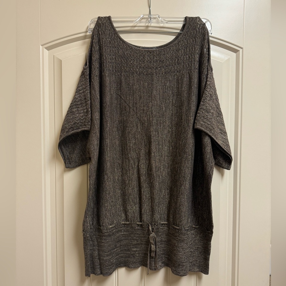 Roz and Ali open shoulder sweater